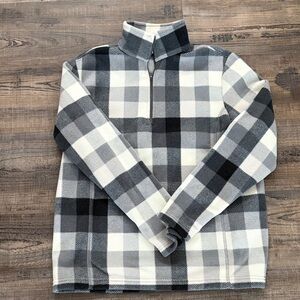 Lands' End Checkered Fleece Pullover